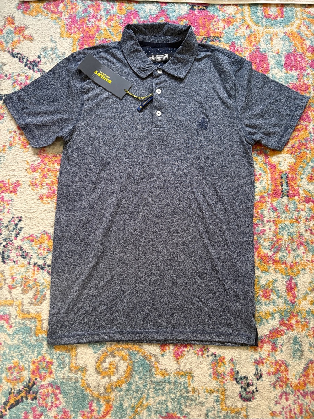 NWT Rugby University heathered navy polo